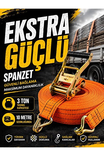 ZE Zigana Ev Gereçleri SPANZET 3 Ton 10 Metre Ekstra Güçlü Spanzet Cırcırlı Y...
