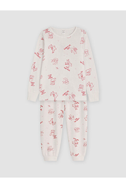 LC Waikiki Printed Crew Neck Girls' Pajama Set
