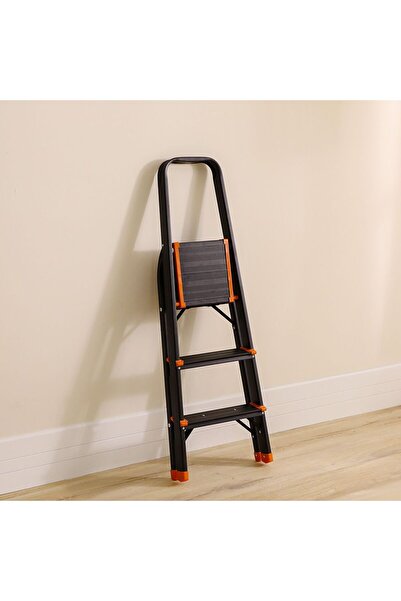 Milano Arnold Household Step Ladder 3 Steps R16003-Black/Orange, Multi Color,...