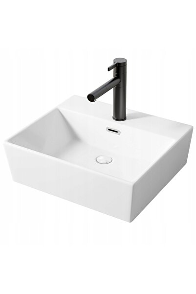 Rebiko Chiuvetă de suprafață din ceramică, albă, dreptunghiulară, de dimensiu...