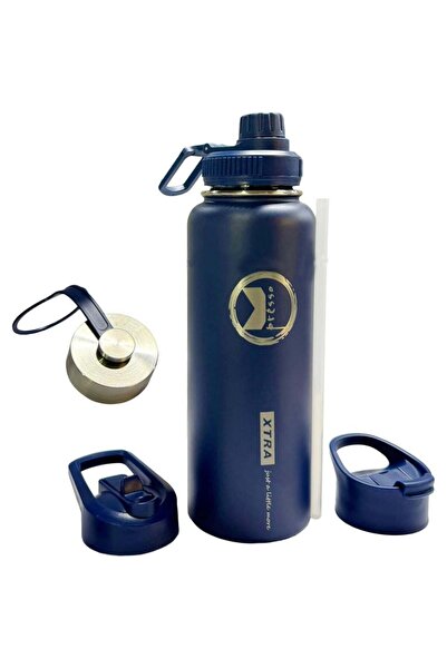 Danube Home Xtra Stainless Steel D/wall Vacuum Bottle With 4Lids, 1180ml, Blu...