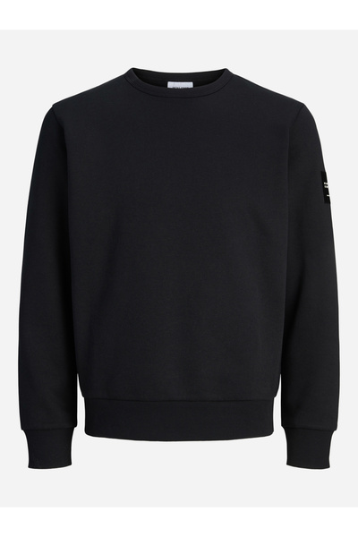 Jack & Jones سترة سوداء ذات ياقة مستديرة