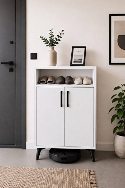 bangu Modern Ayakkabılık 8 Çift Kapasiteli 2 Kapaklı Raflı Antre Dolabı 60x32...