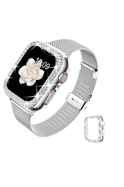 OEM Bratara smartwatch, din otel inoxidabil, compatibila cu Apple Watch, argi...