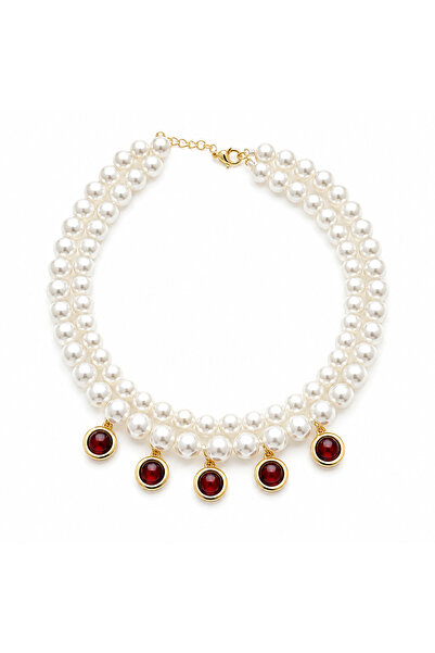 Venus Design 2-Piece Pearl and Stone Necklace