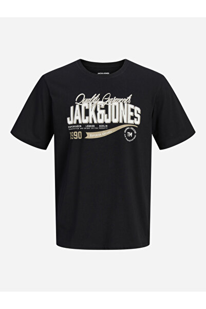 Jack & Jones Black Logo Graphic Round Neck T-Shirt