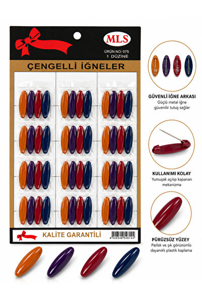 ihvan online Sigurnosne igle sa plastičnim premazom, 12 paketa, 48 komada - v...