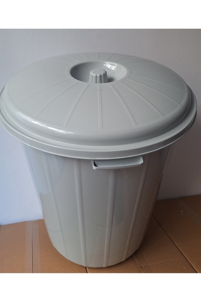 hürpa tedarik BATTAL BOY GRİ ÇÖP KOVASI KAPAKLI 50 LİTRE 1 ADET