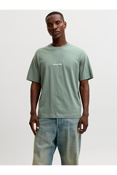 Jack & Jones تي شيرت أخضر زيتوني برقبة دائرية