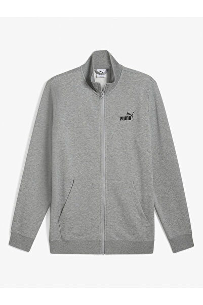 Puma الأساسيات الرمادية المتوسطة رقم 1 سترة رياضية بشعار واحد