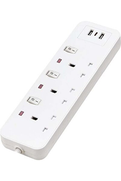 Milano 3M 3 Eu Socket 2 USB A 1 USB C Extensio, White, Copper, PP+Copper, Ele...
