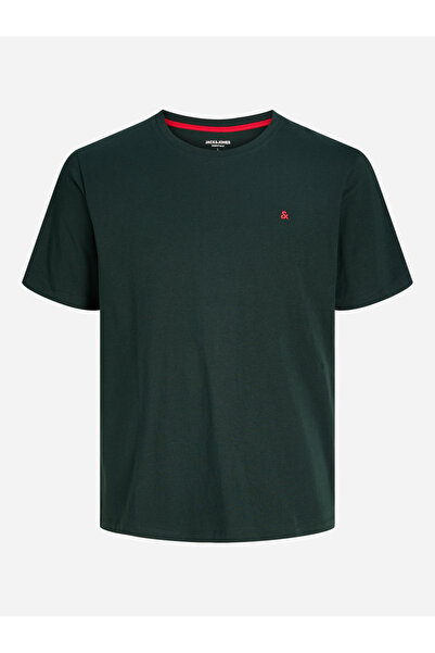 Jack & Jones Dark Green Solid Crew Neck T-Shirt