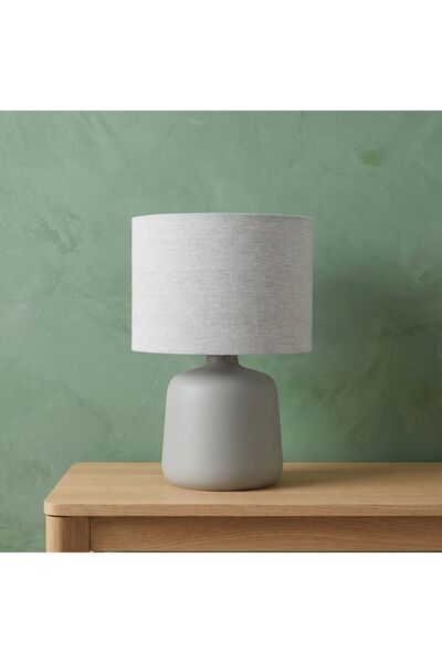 Danube Home Supreme Ceramic Table Lamp Grey- 35Cm, Ceramic, Linen, L 25 x W 2...