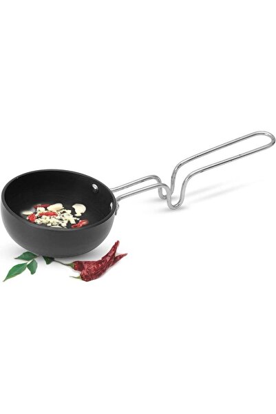 Milton Pro Cook Tadka Pan Big- Hard Anaodized -12.1X6.3Cm, Black, Stainless S...