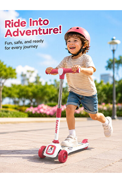 OHAHO Kids 3-Wheel Scooter with Adjustable Handlebar, Wide Anti-Slip Deck, Re...