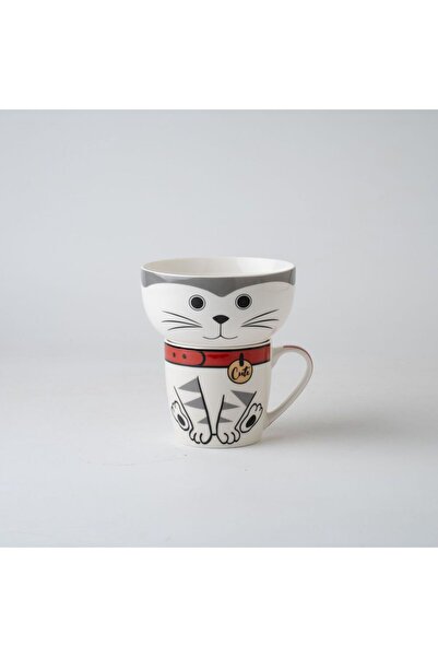 Danube Home Bts 2 Piece Meow Breakfast Set Mug And Bowl -345ml, 480ml, Black,...