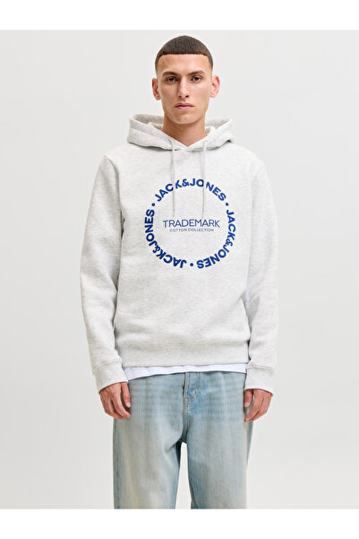 Jack & Jones هودي رمادي مطبوع