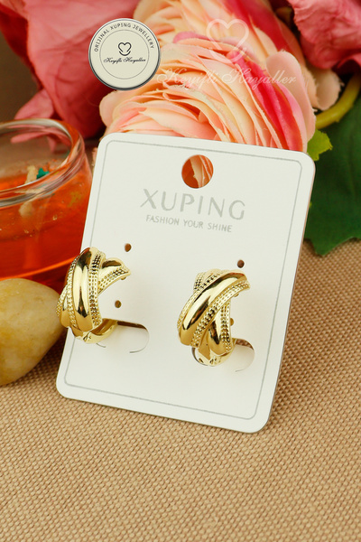 Keyifli Hayaller Xuping Küpe - Xuping 1,5cm X Çapraz Halka Model Gold Halka Küpe Kararmaz