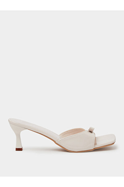 Take Two By Styli Beige Bow Detail Mid Heel Sandals