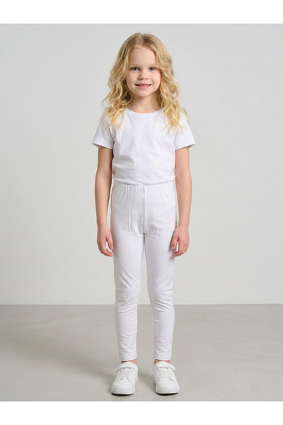 JUNIORLOOM By Styli بنطلون ليجنز أبيض كامل الطول للفتيات من جونيورلوم