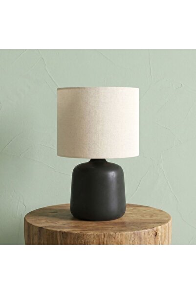 Danube Home Supreme Ceramic Table Lamp Black- 35Cm, Ceramic, Linen, L 25 x W ...