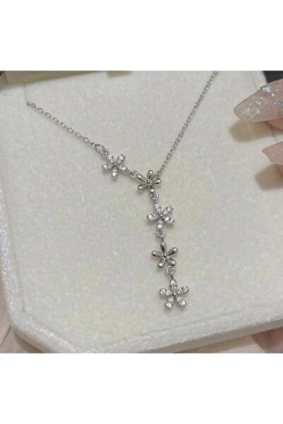 Heda Jewelry قلادة مزينة بالزهور - قلادة على شكل حرف Y بتفاصيل زهرية أنيقة - ...