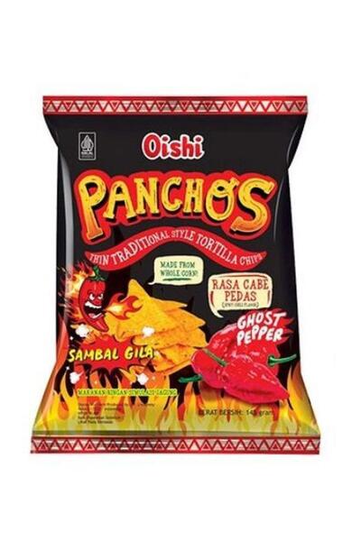 Oishi Panchos Sambal Gila Ghost Pepper Spicy Chili Flavor Tortilla Chips 140g