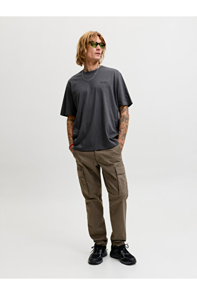 Jack & Jones تي شيرت قطني رمادي بأكمام قصيرة