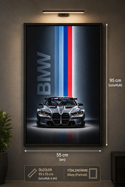 BMW M Power Tasarım Siyah Çerçeveli Tablo (95 x 55 cm)
