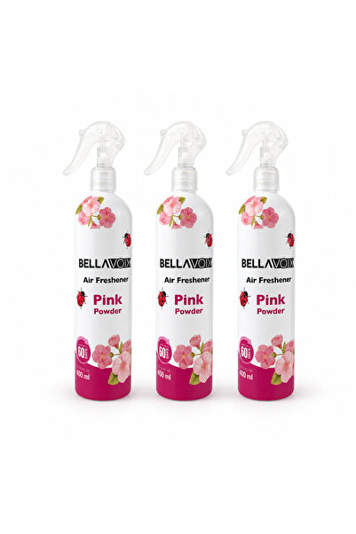 BELLAVOIX Set de 3 odorizante de cameră roz, spray de 400 ml, parfum floral p...