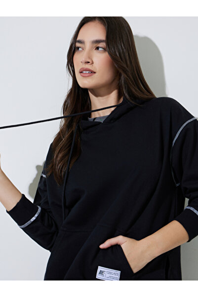Styli Black Oversized Longline Hoodie