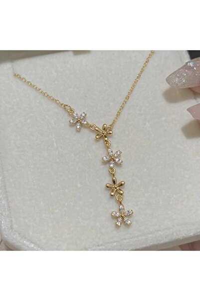 Heda Jewelry قلادة مزينة بالزهور - قلادة على شكل حرف Y بتفاصيل زهرية أنيقة - ...