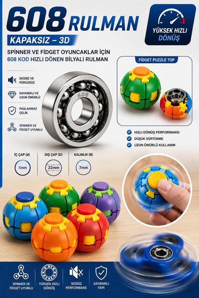 AYMAGNET 608 Rulman 10 Adet Oyuncak Rulmanı 3dyazıcı Rulmanı 608 Açık Rulman ...