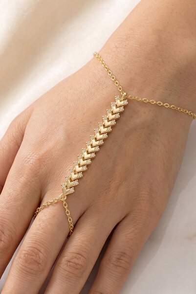 AURRARİ Premium Gold Rowed Triangle Steel Shahmeran Bracelet