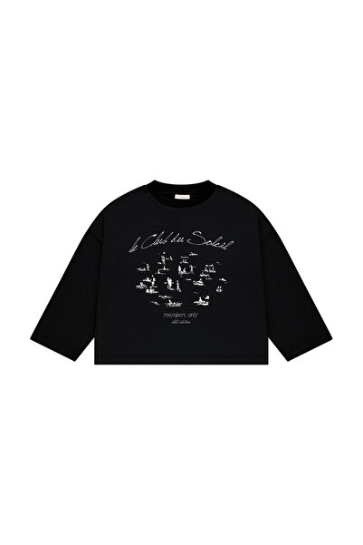 lethestudios Le Club Du Soleil Baskılı Uzun Kollu Basic T-Shirt