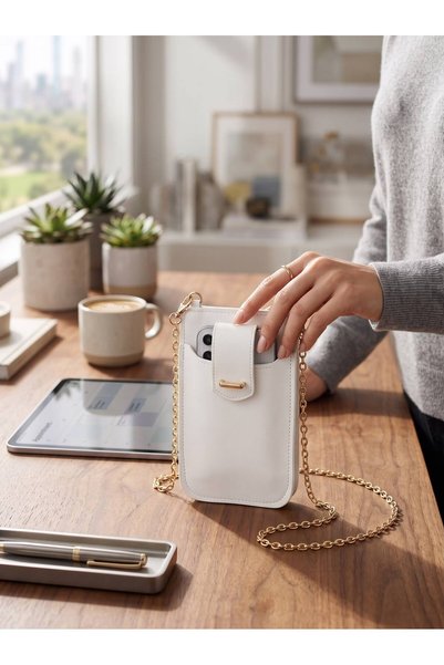 ROYAL LADYS Women's Phone Bag with 3 Compartments, Gold Chain Strap, Mini Shoulder and Crossbody Bag