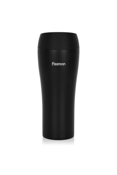 Fissman Double Wall Vacuum Travel Mug - Stainless Steel - Black - 420 Ml, Wat...