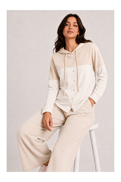 Köşedeki Dükkan Women's Shirted Long Sleeve Premium Modal Top and Bottom Trac...