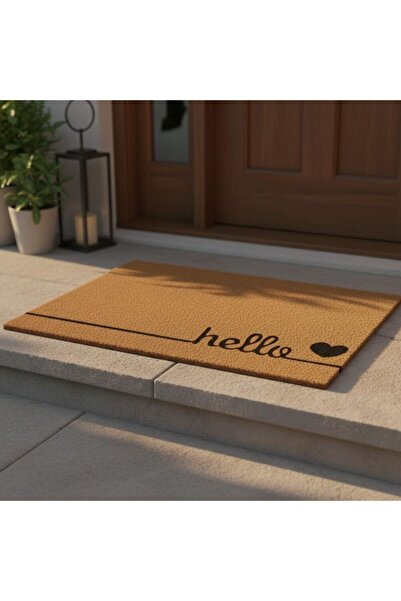 Danube Home Beluxe, Hello Anti Slip Washable Door Mat 50X75Cm Natural, Artifi...
