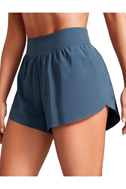 GENERAL C-A Women's High Waist Dolphin Design 7.6cm High Split Running Shorts...