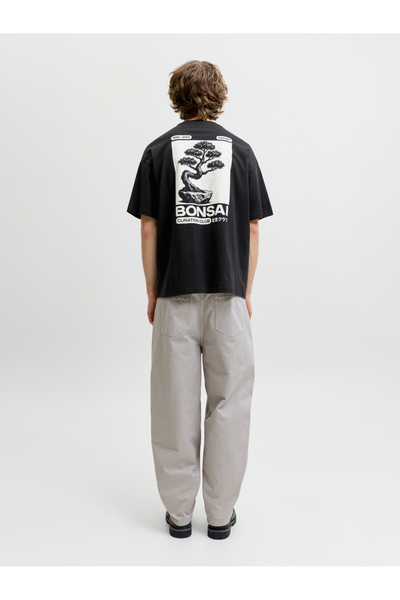 Jack & Jones Black Graphic Print Cotton T-Shirt