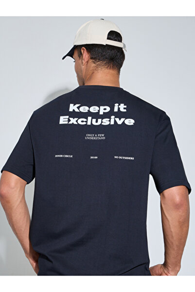 Styli Black Slogan Print Crew Neck Oversized T-Shirt