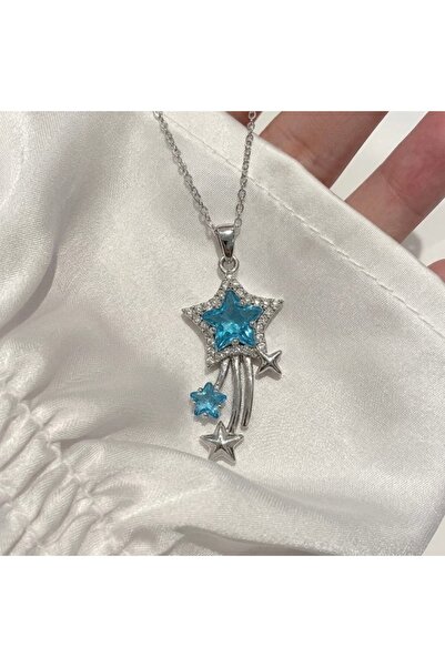 Heda Jewelry Comet Pendant - Steel Blue Star Detailed Pendant