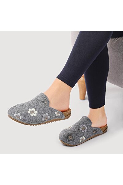 Deniz Terlik Women's Felt Soft Lightweight Orthopedic Floral Patterned House ...