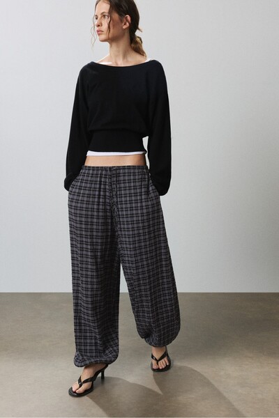 Pull & Bear Kareli şalvar pantolon