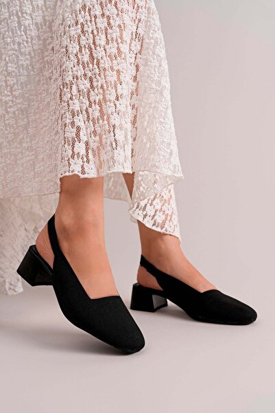 SEFERİ Women's Black Colored Thick Heeled Classic Heeled Shoes