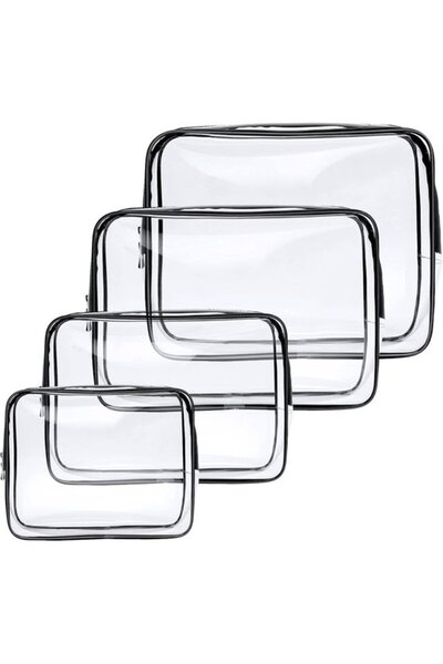 Morvena Picks Set de pachete de toaletă transparente din patru piese – geantă...