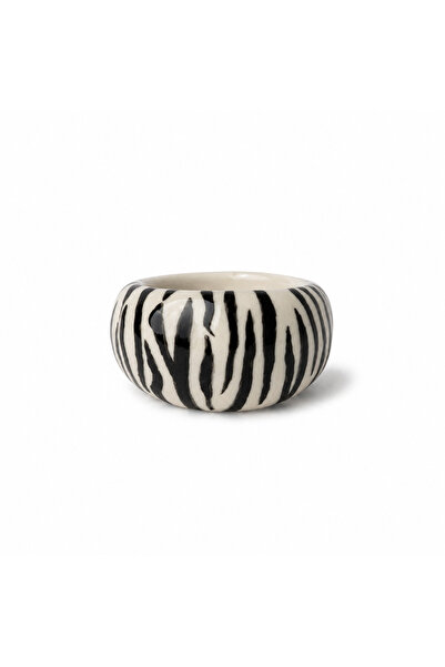 tazestudio Tazé Zebra Chunky Ring – El Yapımı Seramik Zebra Desenli Yüzük