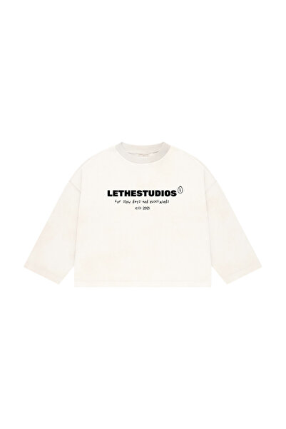 lethestudios Slow Days Baskılı Uzun Kollu Basic T-Shirt