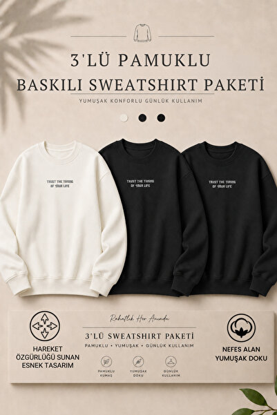 DAMGA JEANS 3 Pieces Men's Cotton Printed Regular Fit Sweatshirt